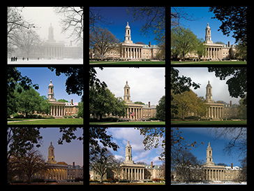 Penn State Old Main in all four seasons