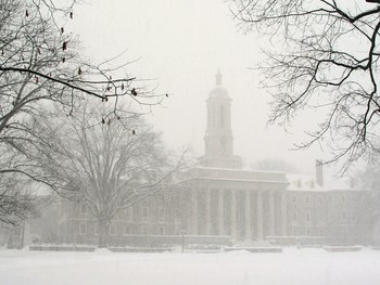 Penn State Old Main in the Snow