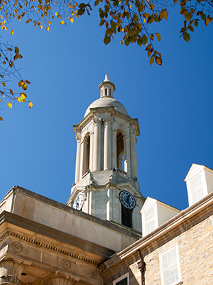 Penn State Old Main Bell Tower in fall