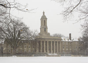 Penn State PSU Old Main in winter