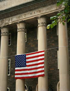 Penn State Old Main with flag September 11th 2006